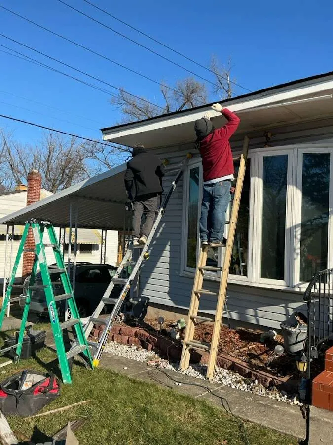 Restoration crew performing exterior repair in Arlington Heights